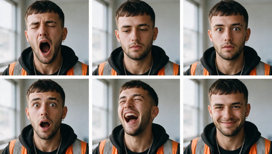 The man, expressions